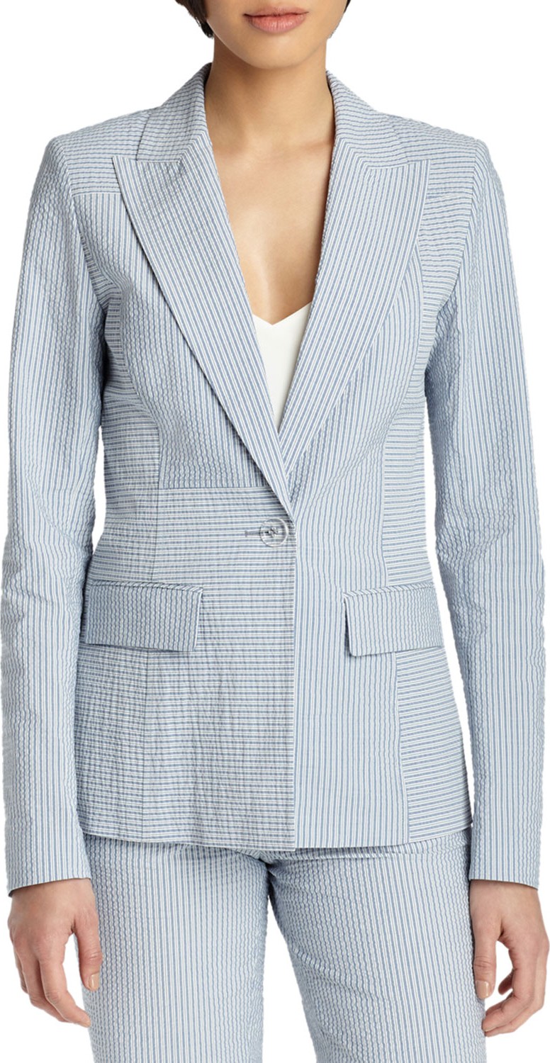 Lafayette 148 New York Garrett Seersucker One-Button Jacket