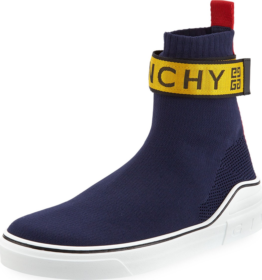 Givenchy Men's 4G Webbing Knitted Mid-Top Sneakers