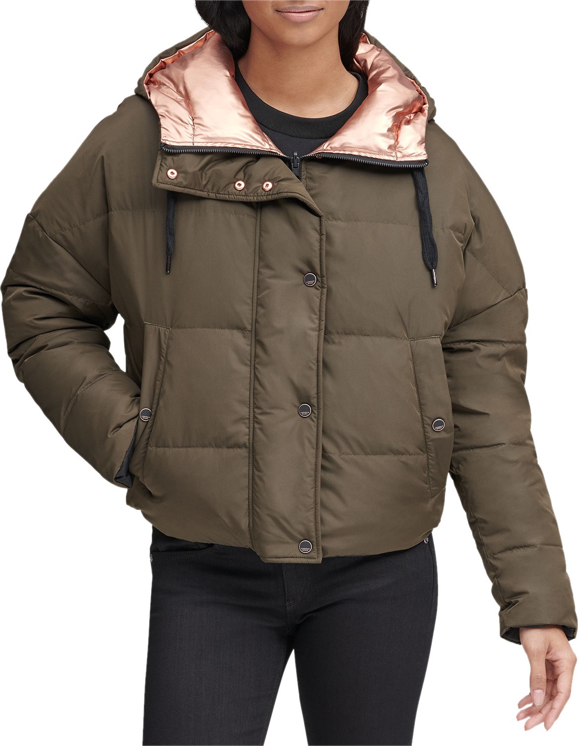 Andrew Marc Luna Lightweight Reversible Metallic Down Jacket