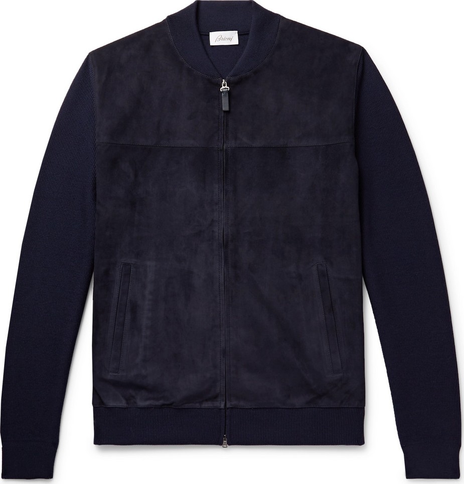 Brioni Slim-Fit Suede and Virgin Wool Bomber Jacket