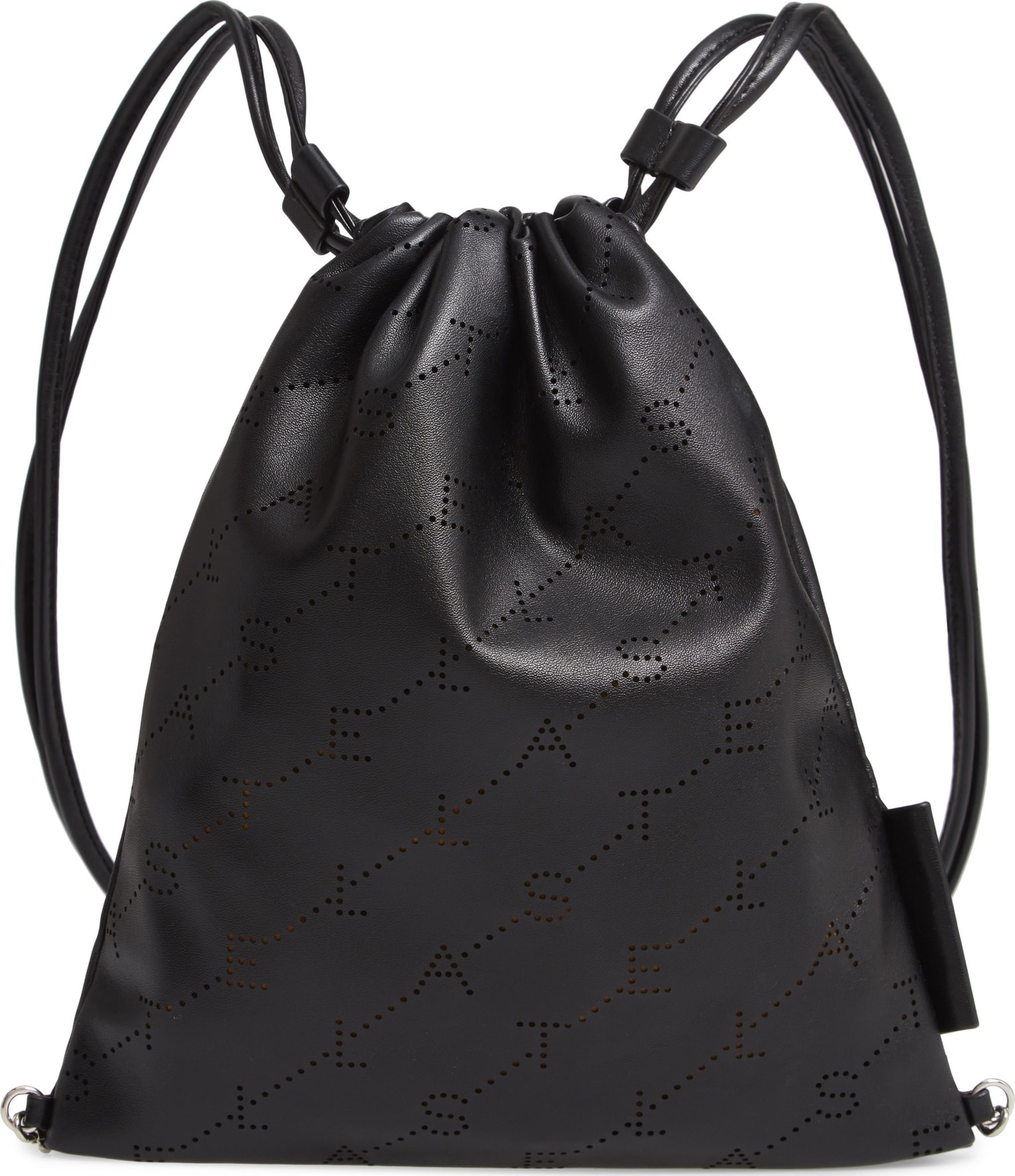 Stella McCartney Perforated Logo Mini Faux Leather Drawstring Backpack