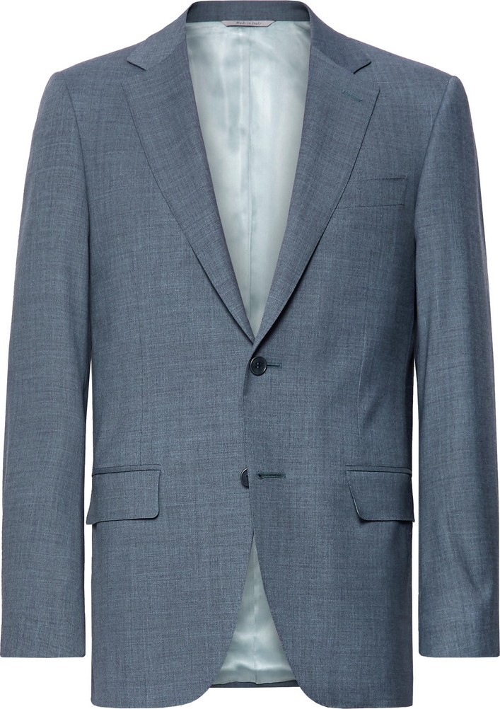 Canali Storm-Blue Slim-Fit Wool Suit Jacket