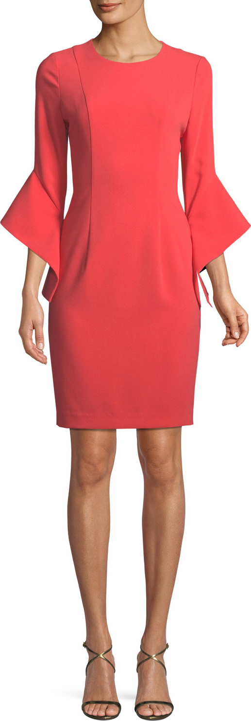 Black Halo Lorie Bell-Sleeve Mini Dress