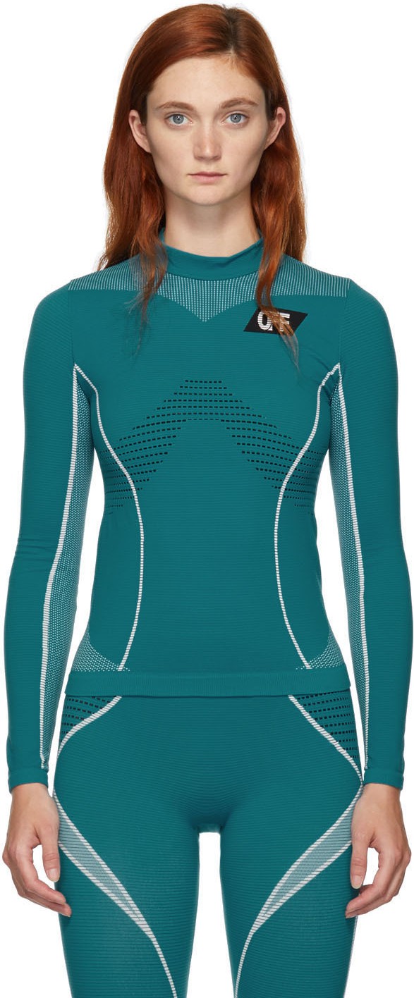 Off White Blue Athletic Long Sleeve T-Shirt