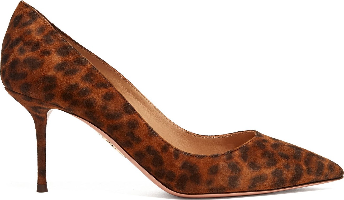 Aquazzura Purist 75 leopard-print suede pumps