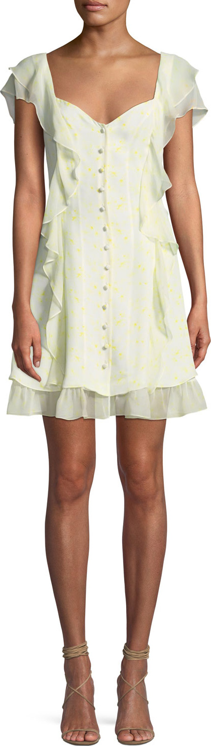 Cinq A Sept Georgia Sweetheart Button-Down Silk Chiffon Dress