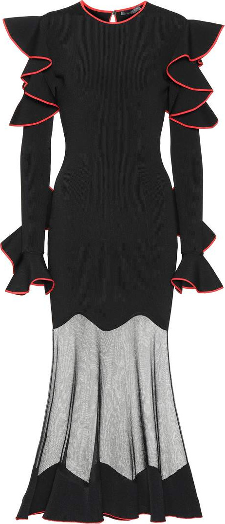 Alexander McQueen Ruffled sheer-panel dress