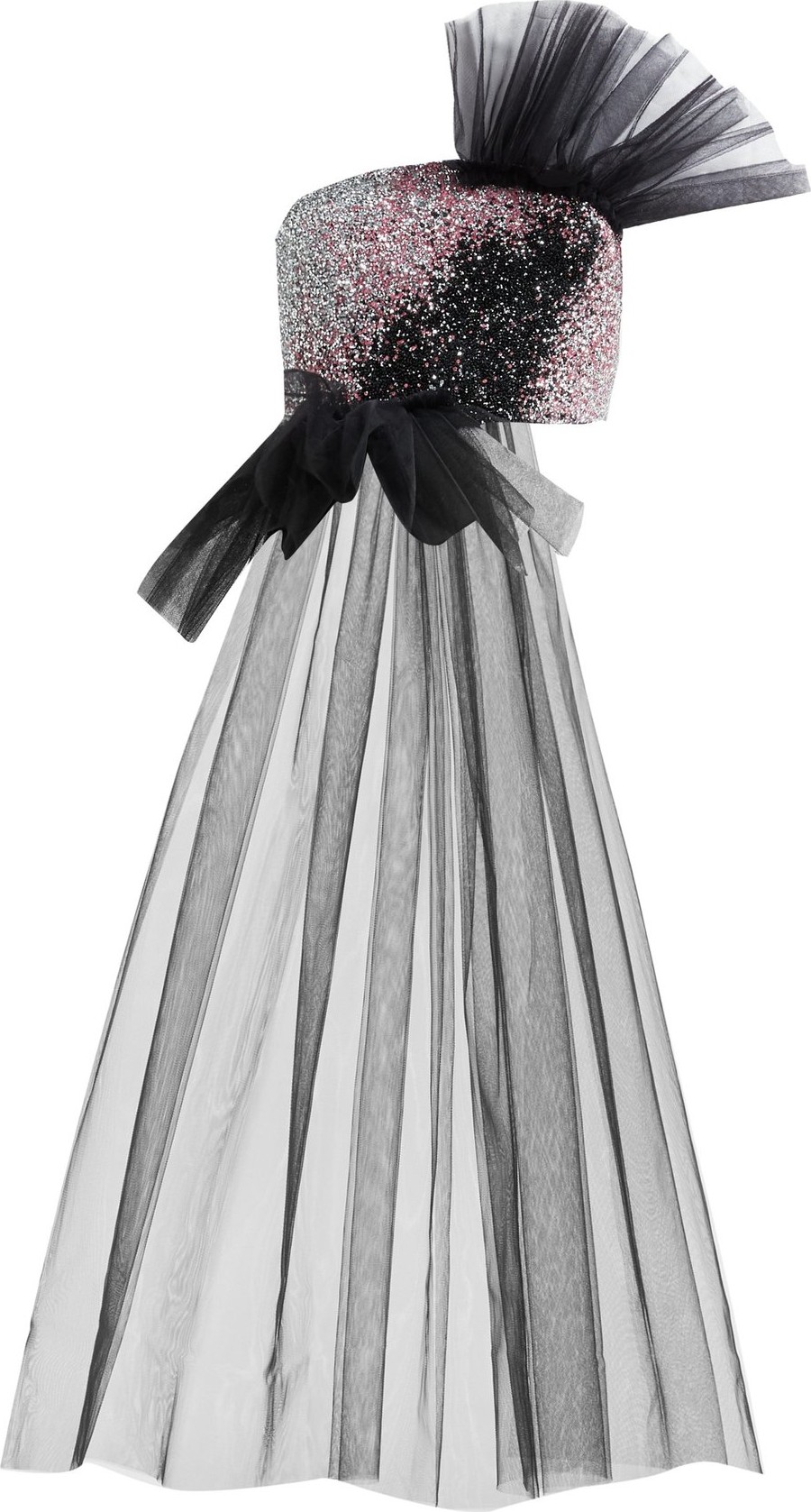 Germanier Bead-embellished tulle-trimmed bandeau top