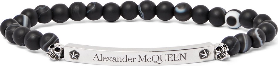 Alexander McQueen Silver-Tone and Agate Beaded Bracelet