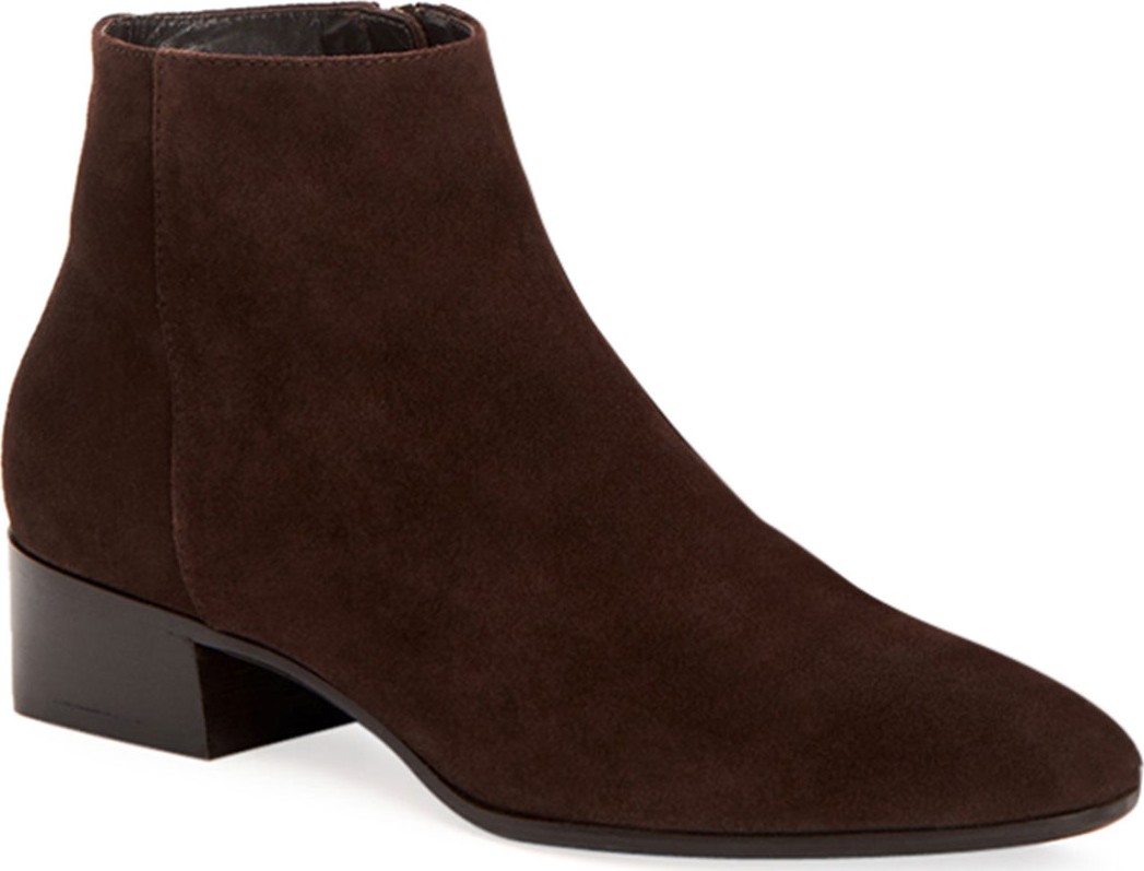 Aquatalia Fuoco Low-Heel Suede Zip Booties