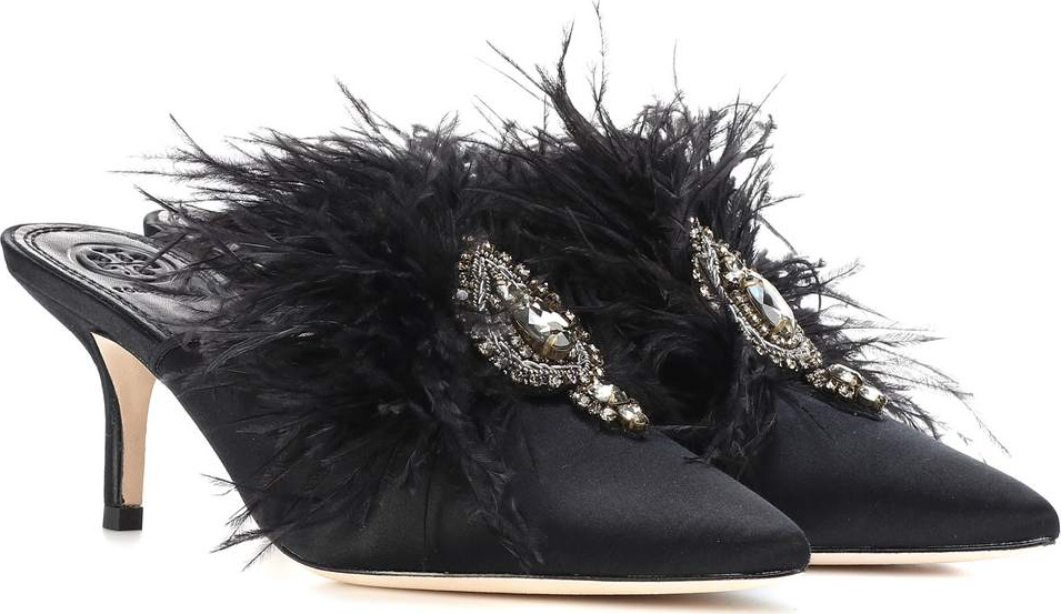 Tory Burch Elodie embellished satin mules