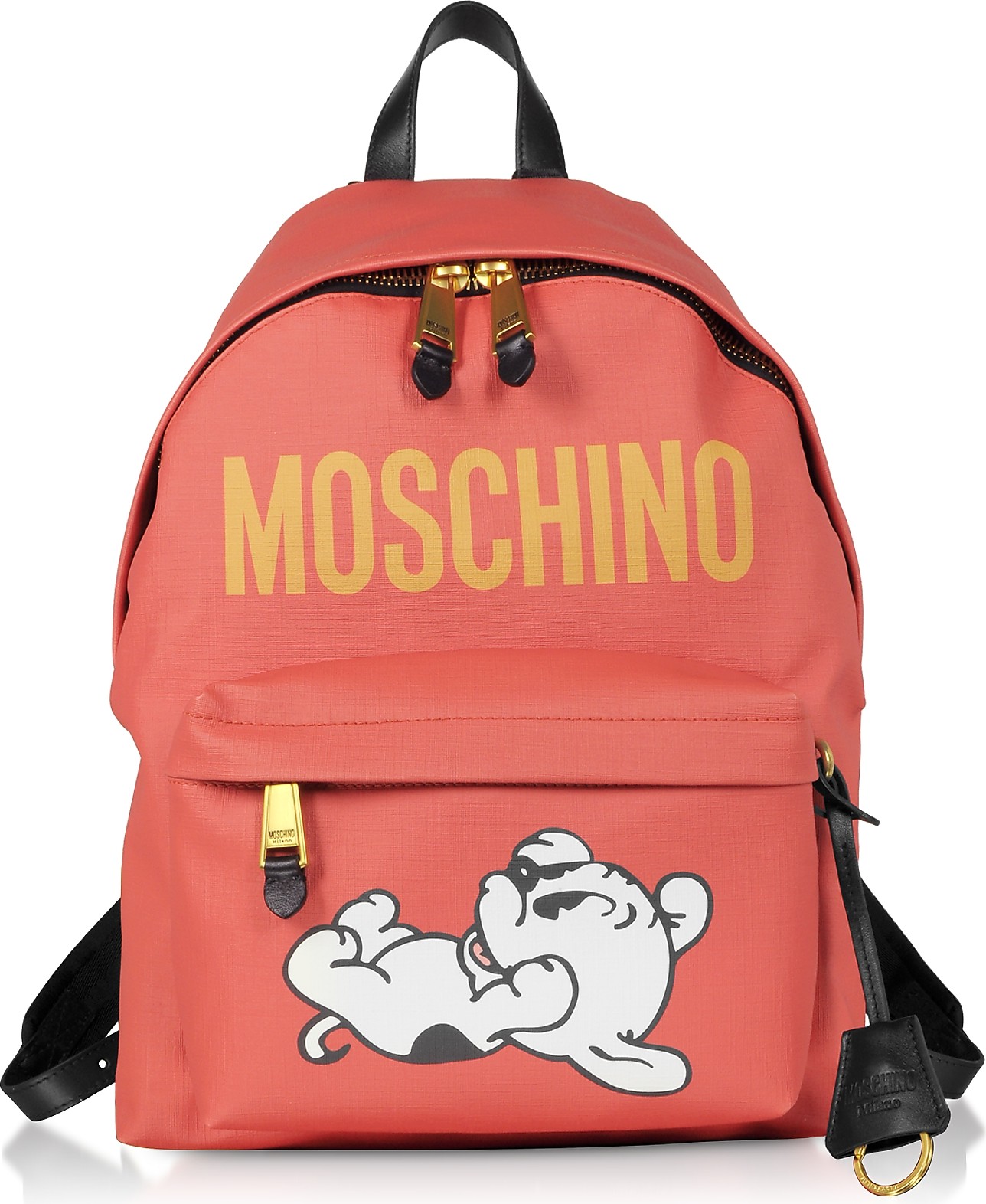 Moschino Mandarin Coated Canvas and Leather Backpack