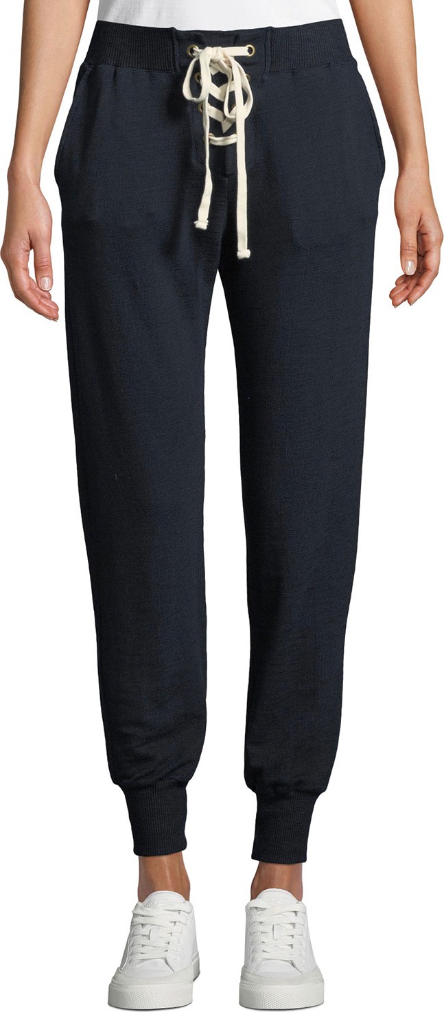 MONROW Lace-Up Sweatpants with Cuffs