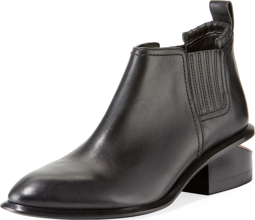 Alexander Wang Kori Low-Heel Leather/Suede Booties