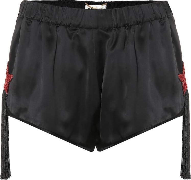 Saint Laurent Embellished satin shorts