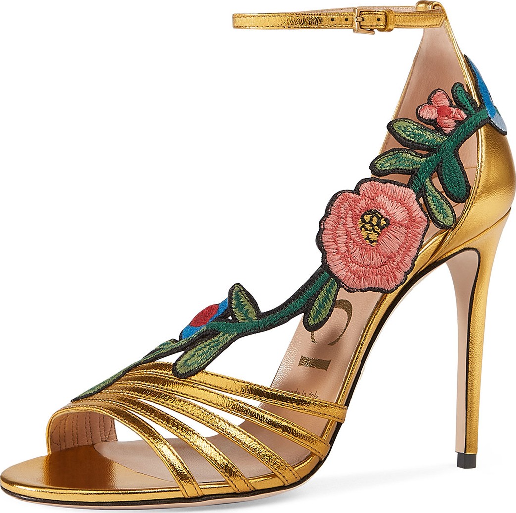Gucci 105mm Ophelia Embroidered Sandal