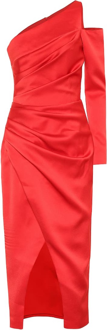 Rasario One-shoulder satin midi dress