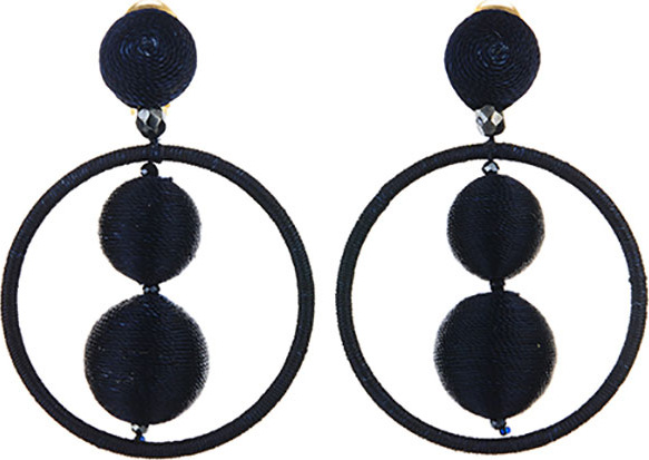Oscar De La Renta Threaded Bead Hoop Earrings