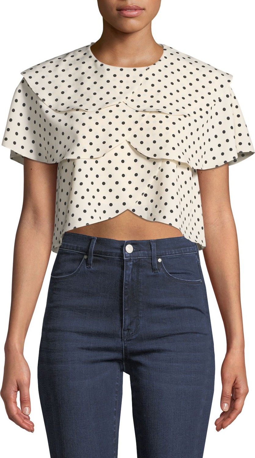 Rejina Pyo Jude Tiered Crepe Polka Dot Blouse