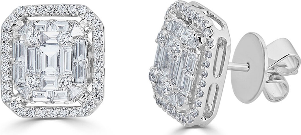 ZYDO 18k Mosaic Mixed-Cut Diamond Stud Earrings, 1.43tcw