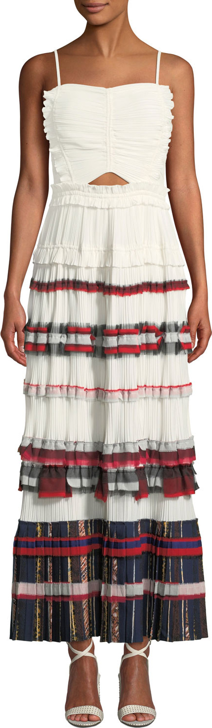 3.1 Phillip Lim Pleated Ruffle Cami Maxi  Dress Gown