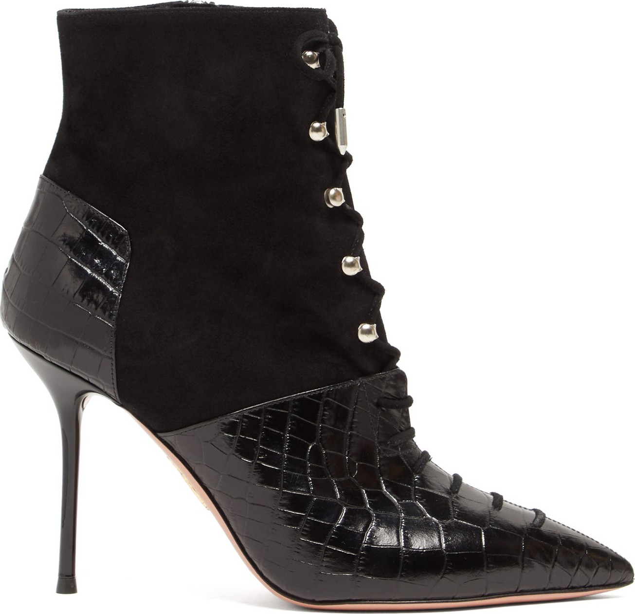 Aquazzura Berlin 95 crocodile-effect leather boots