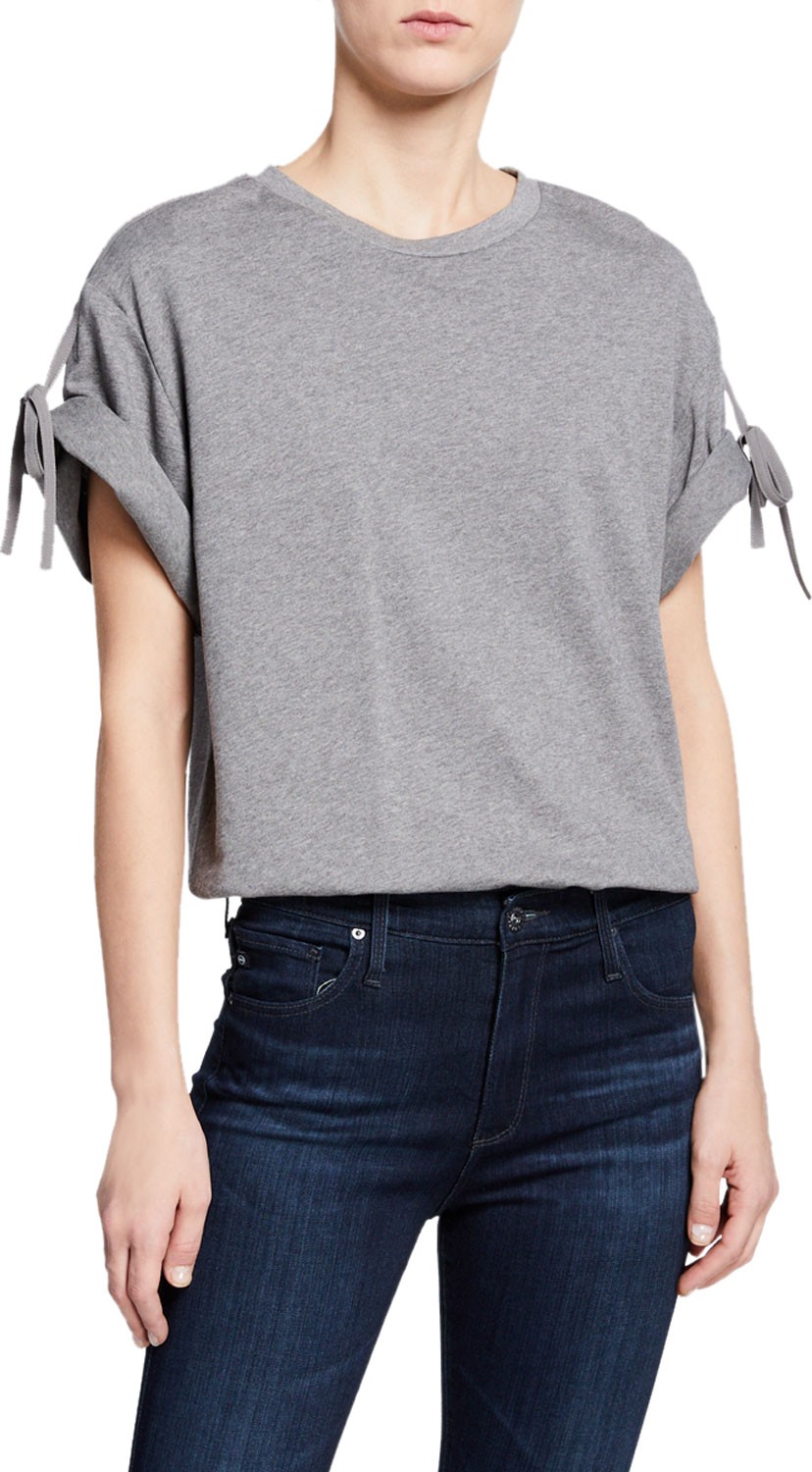 3.1 Phillip Lim Roll-Sleeve Cotton Crewneck Tee