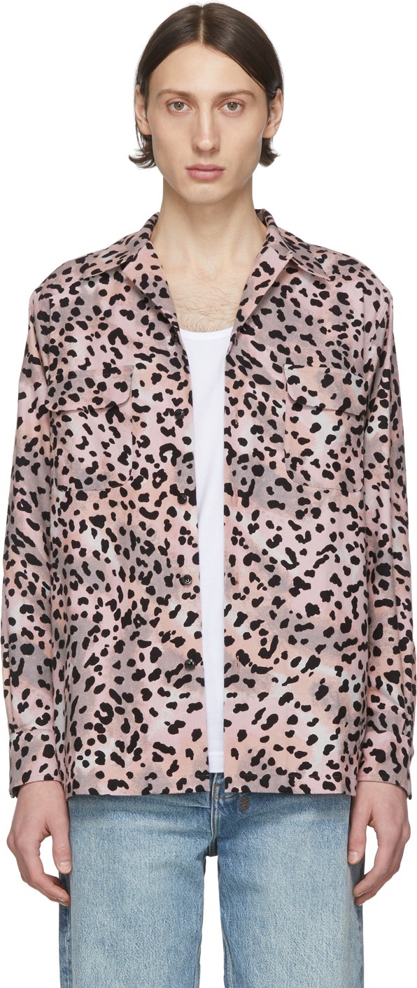 Wacko Maria Pink & Black Flannel Leopard Shirt