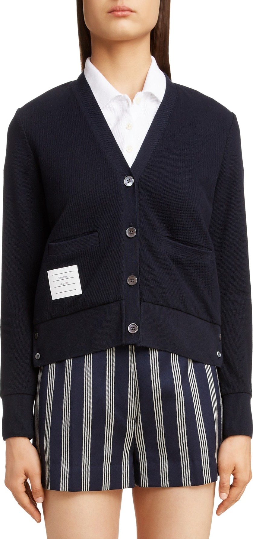 Thom Browne Stripe Piqué Cardigan