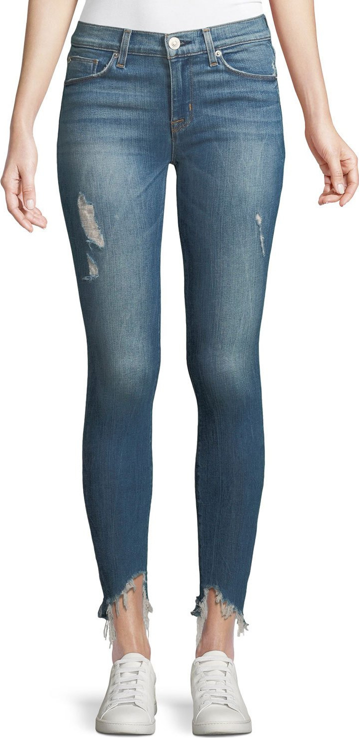 Hudson Nico Mid-Rise Skinny-Leg Jeans w/ Raw Zip Hem