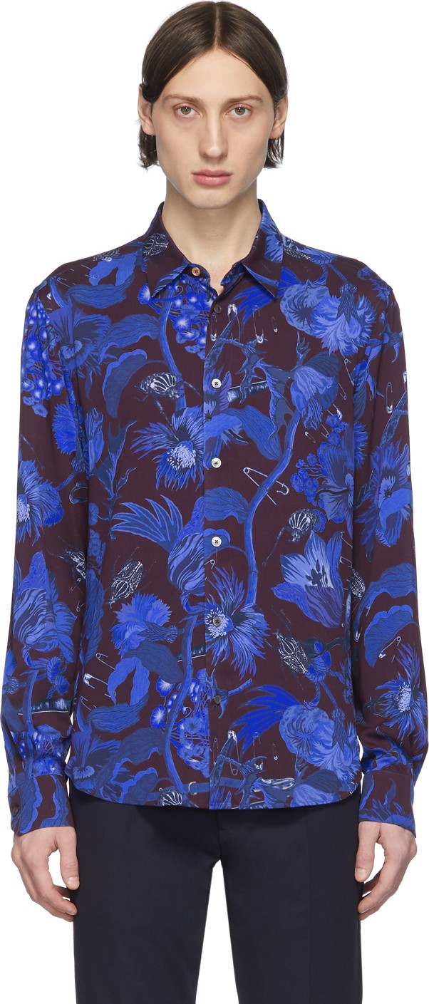 Paul Smith Blue & Burgundy Floral Goliath Shirt