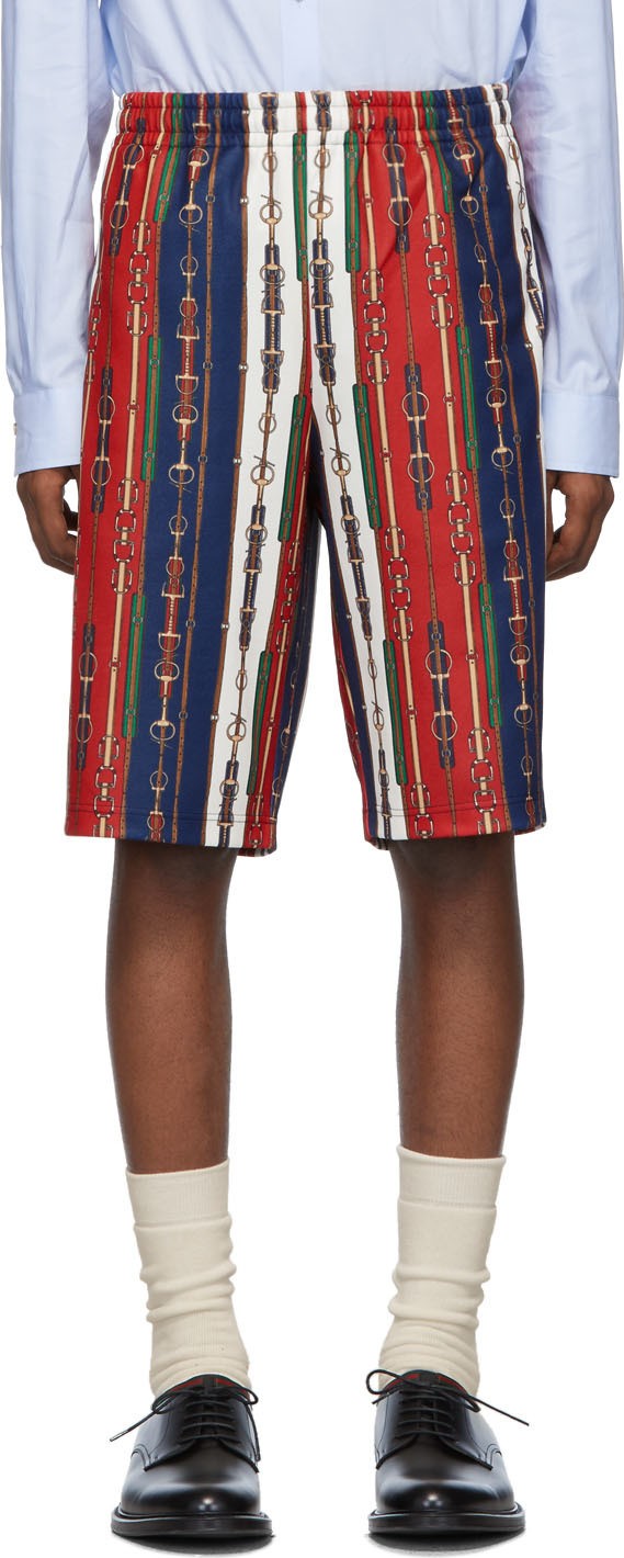 Gucci Red Horsebit Print Shorts