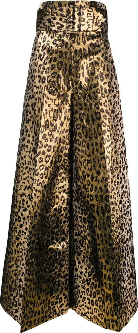 Sara Battaglia leopard palazzo pants