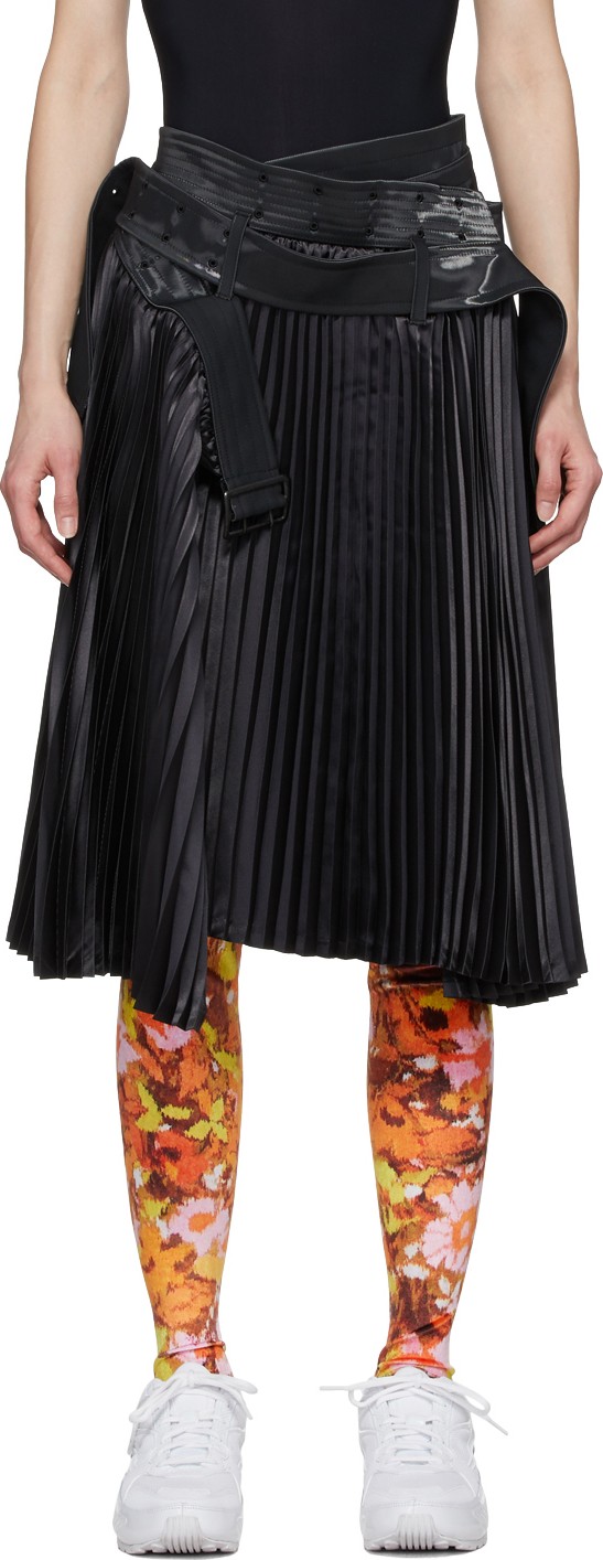 Junya Watanabe Black Pleated Trench Skirt