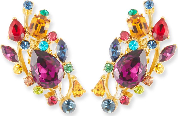 Jose & Maria Barrera Large Multicolor Stone Clip-On Ear Climbers
