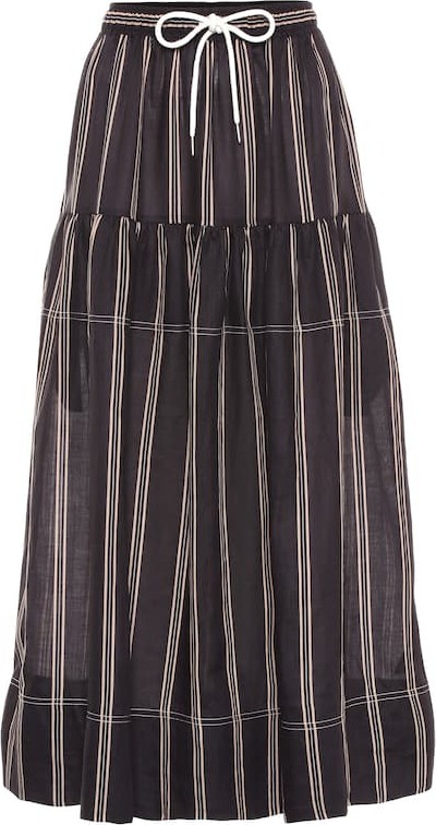 Lee Mathews Granada striped ramie skirt