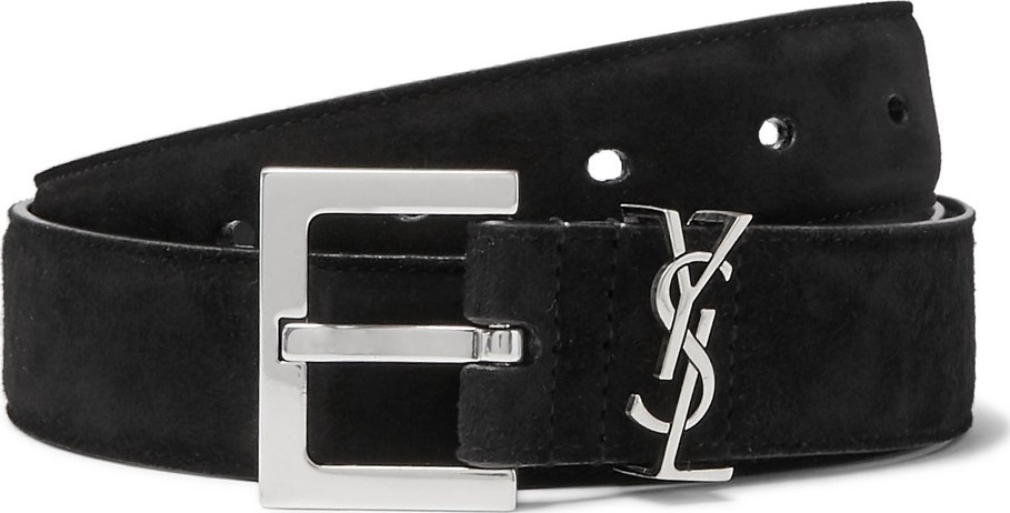 Saint Laurent 3cm Black Suede Belt