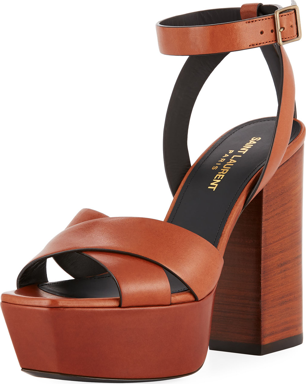 Saint Laurent Farrah Calfskin Platform Sandal