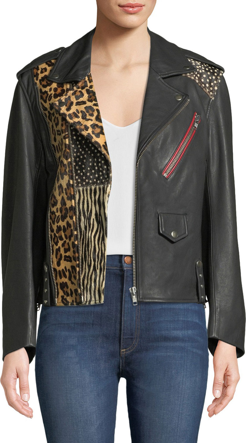 Zadig & Voltaire Liya Patch Leather Moto Jacket