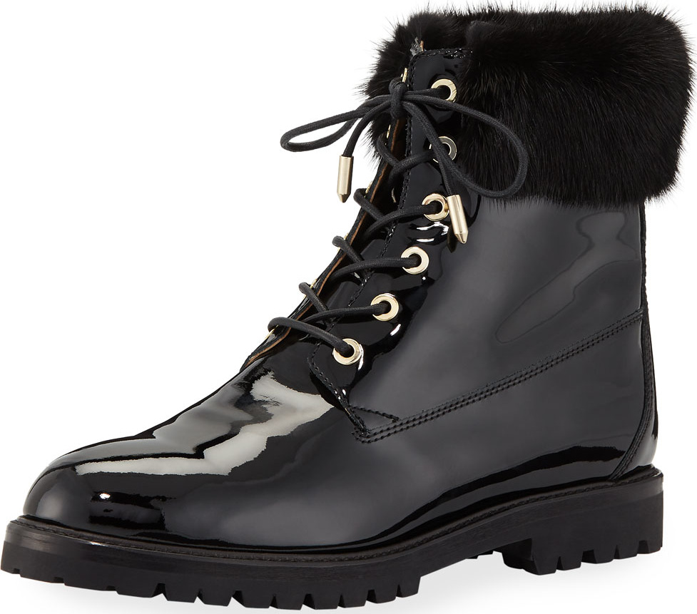 Aquazzura The Heilbruner Combat Boots with Fur
