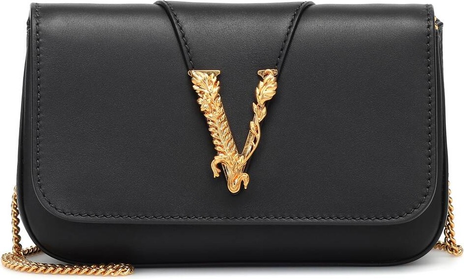 Versace Virtus leather shoulder bag
