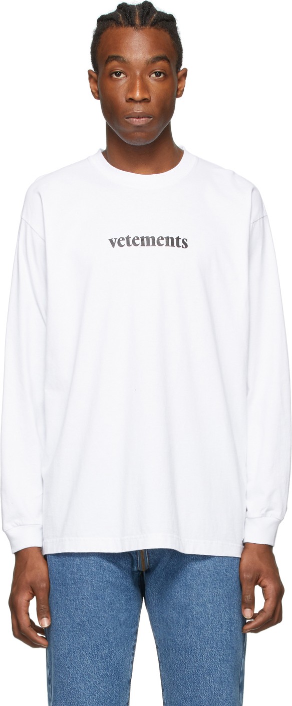 Vetements White Logo Long Sleeve T-Shirt