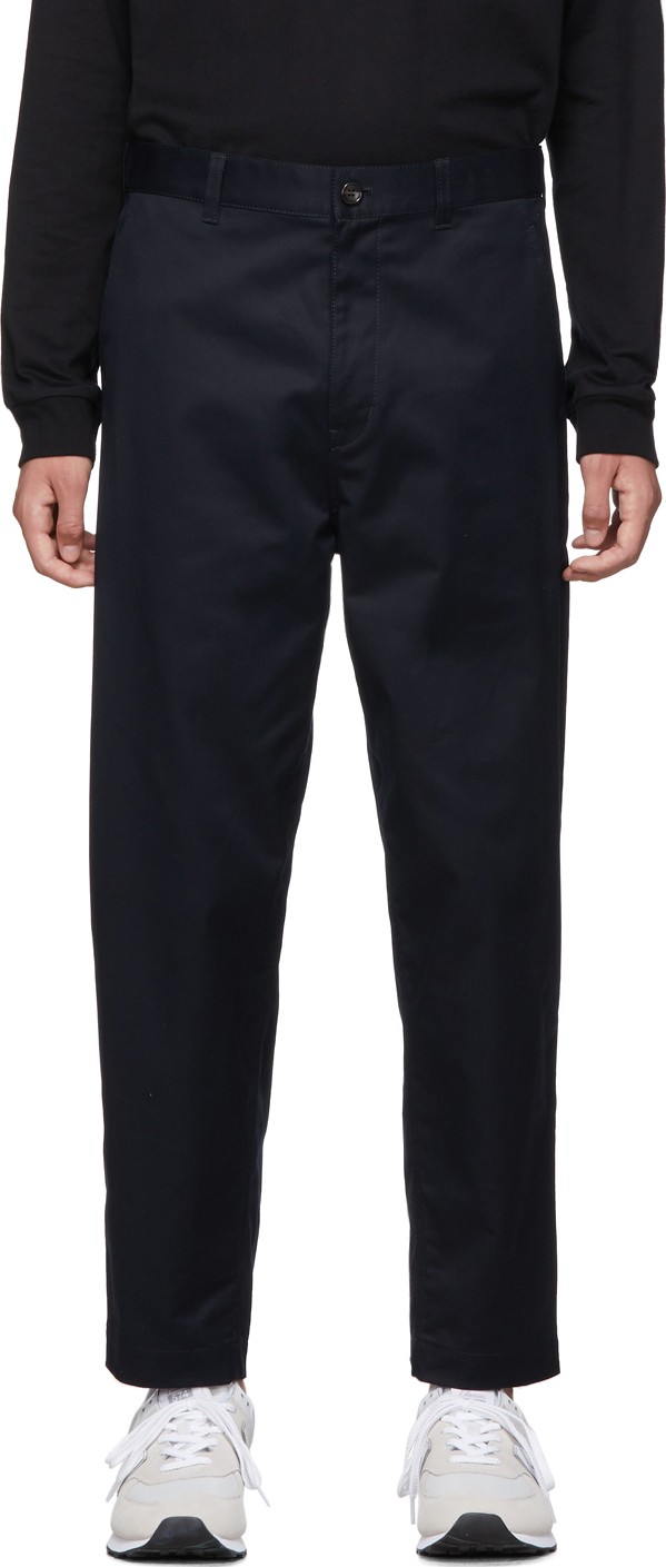 Comme des Garçons Homme Navy Cotton Twill Trousers