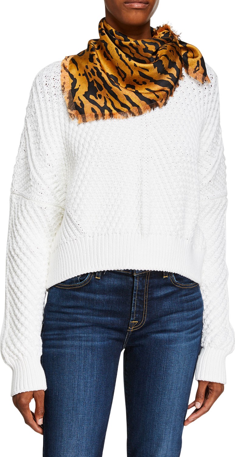 Etro Reversible Paisley & Tiger Silk Scarf