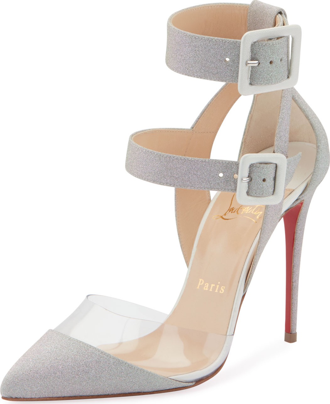 Christian Louboutin Multimiss 100 Glitter/PVC Red Sole Pumps