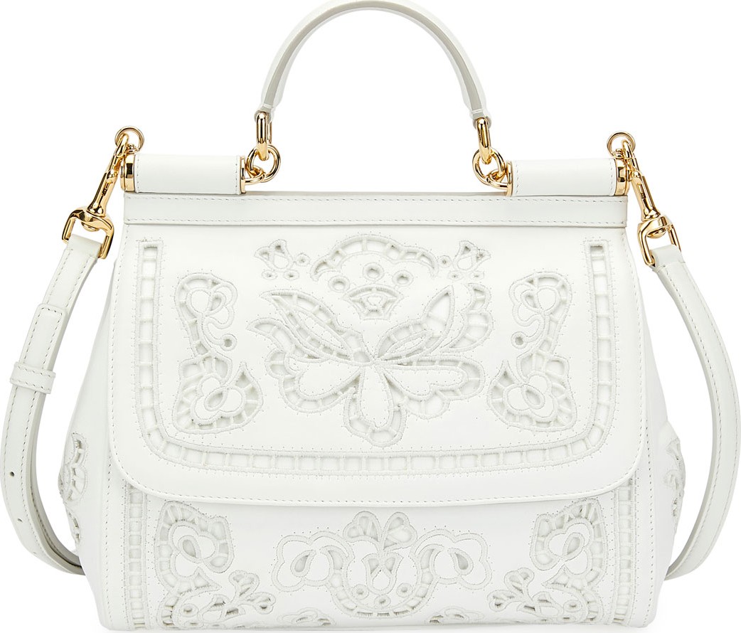 Dolce & Gabbana Miss Sicily Lambskin Lace Satchel Bag