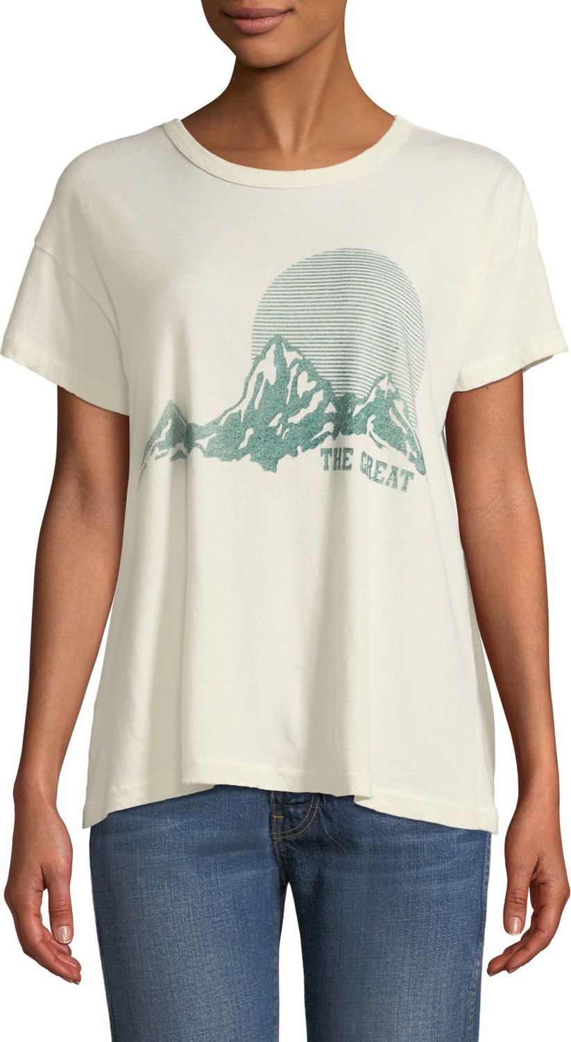 THE GREAT. The Boxy Crewneck Logo Graphic Tee