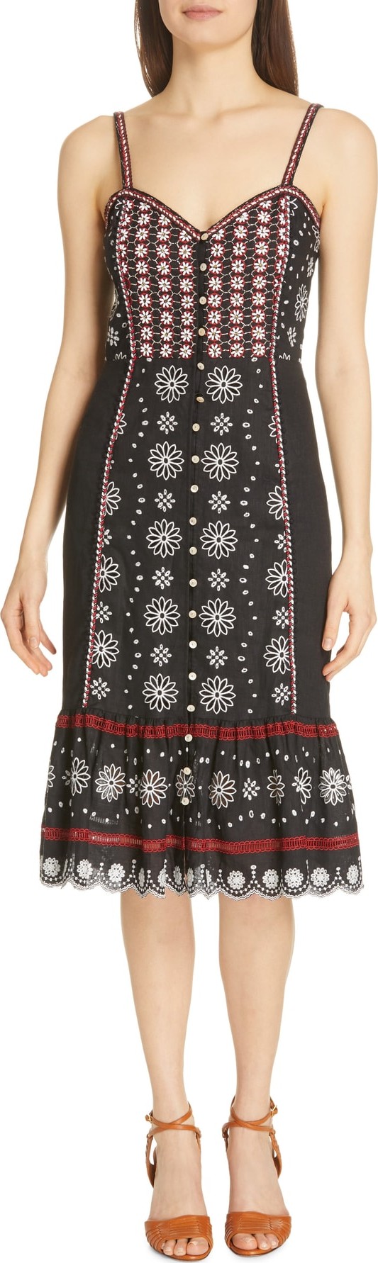 Veronica Beard Giuliana Beaded Linen Dress