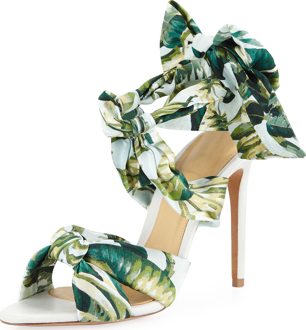 Alexandre Birman Kacey Printed Fabric Ties Stiletto Sandals