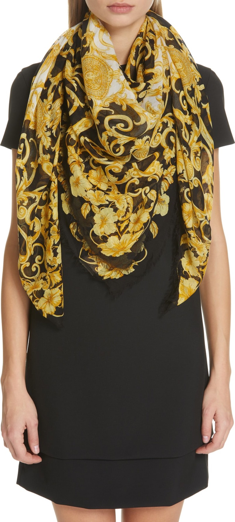 Versace First Line Baroque Medusa Silk & Modal Scarf